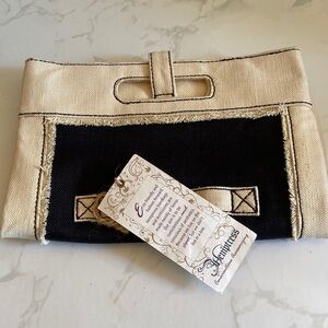 New Black and Tan Hempstress Foldable Clutch Bag Natural Woven Eco-Friendly